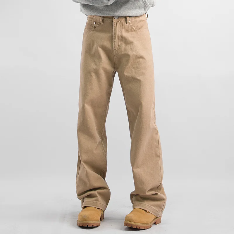 2026 Autumn American Retro Khaki Washed Casual Pants Men's Loose Straight Trousers