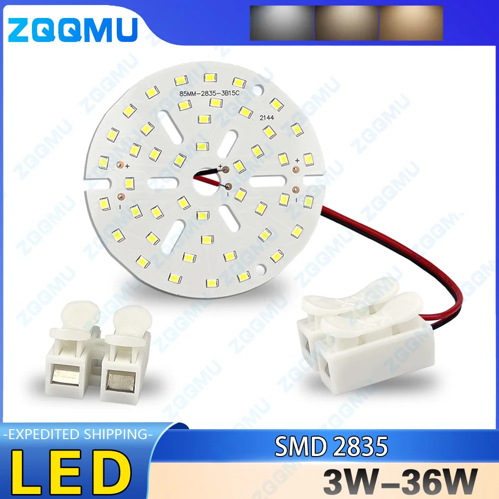 LED 3W 5W 7W 9W 12W 15W 18W 24W 36W SMD 2835 LED PCB Light Source Round DIY Light Bulb Modified Light Panel Accessories