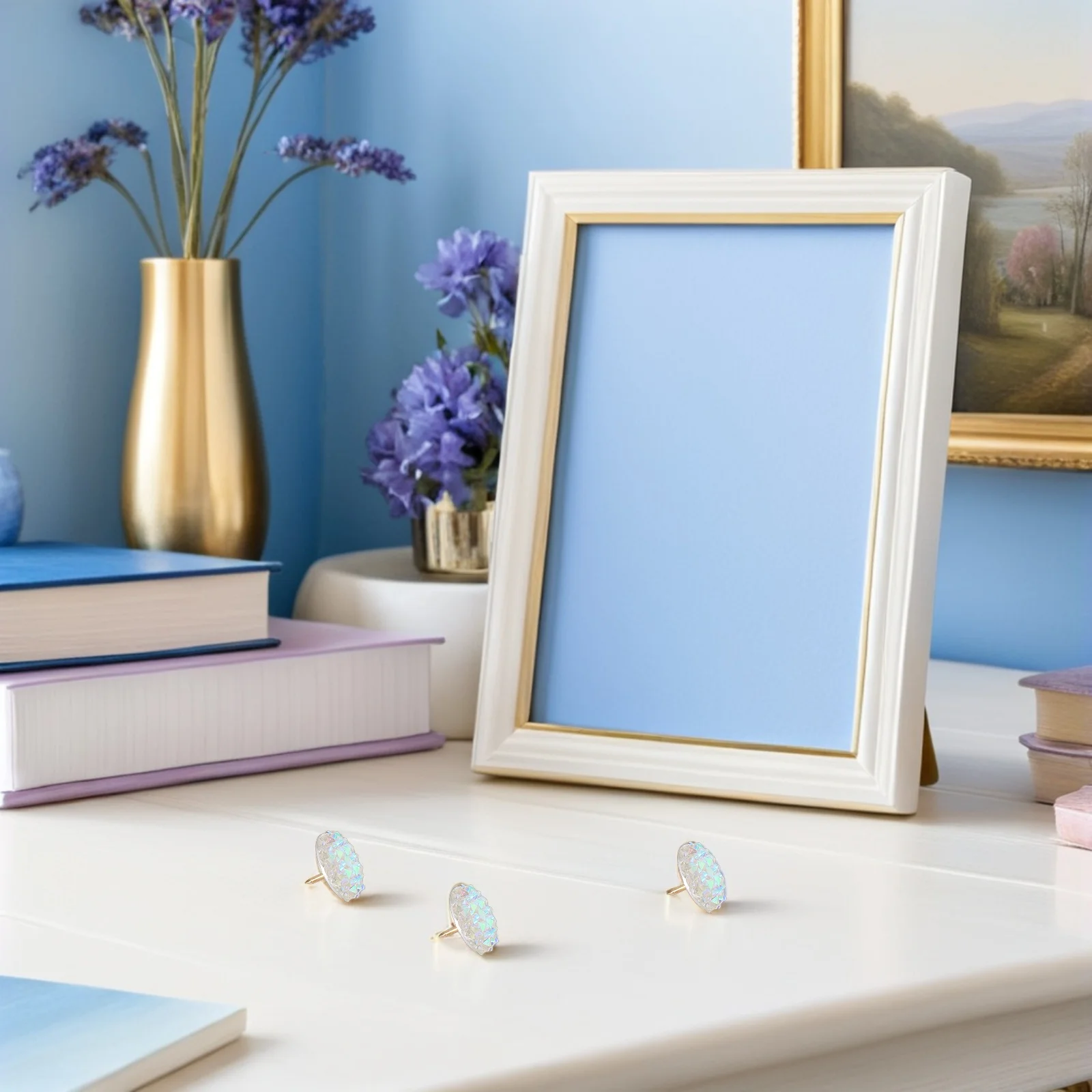 40 szt. Błyszczących pinezek z żywicy z kryształkami, dekoracyjne szpilki do dekoracji ścian, ekspozycji zdjęć, tablic korkowych, tablic ogłoszeń, map.