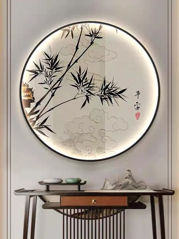 

Новая китайская декоративная картина с бамбуком для прихожей, коридора, гостиной в стиле дзен, световое искусство, украшение интерьера