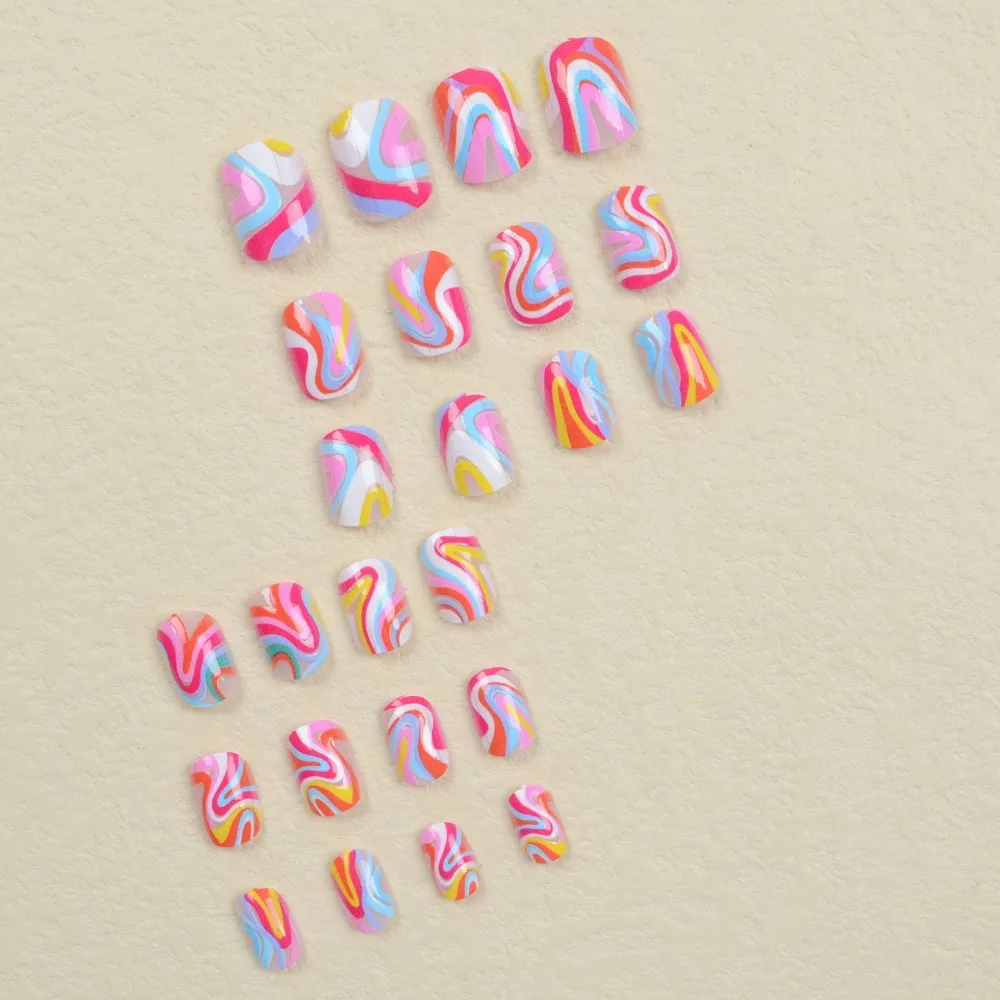 Fashion Wearable Manicure French Fake Nails Round Head Full Cover False Nail Press on Nails Girl