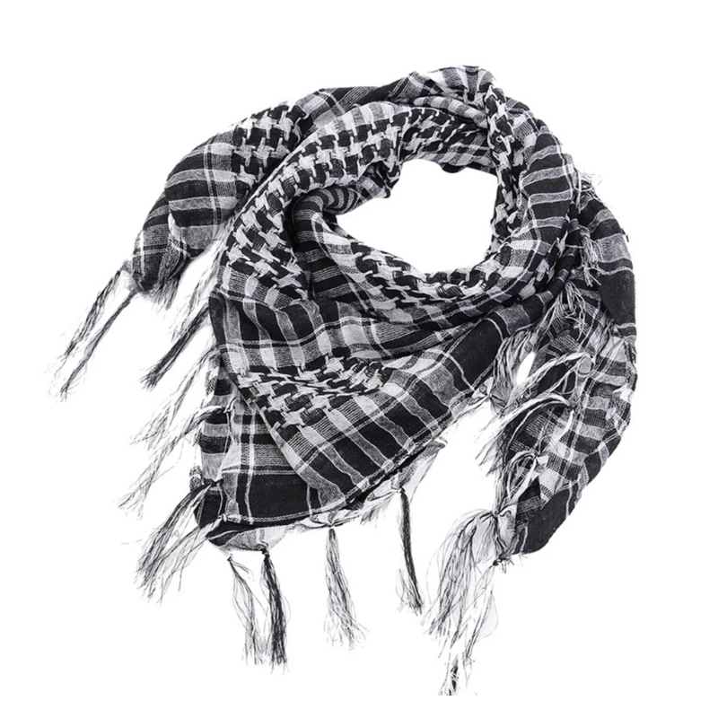 Houndstooth Grote Shemagh Sjaal Arabische Woestijn Sjaals voor Mannen Vrouwen Hals Hoofd Wrap Tulband Keffiyeh Sjaal met Kwasten