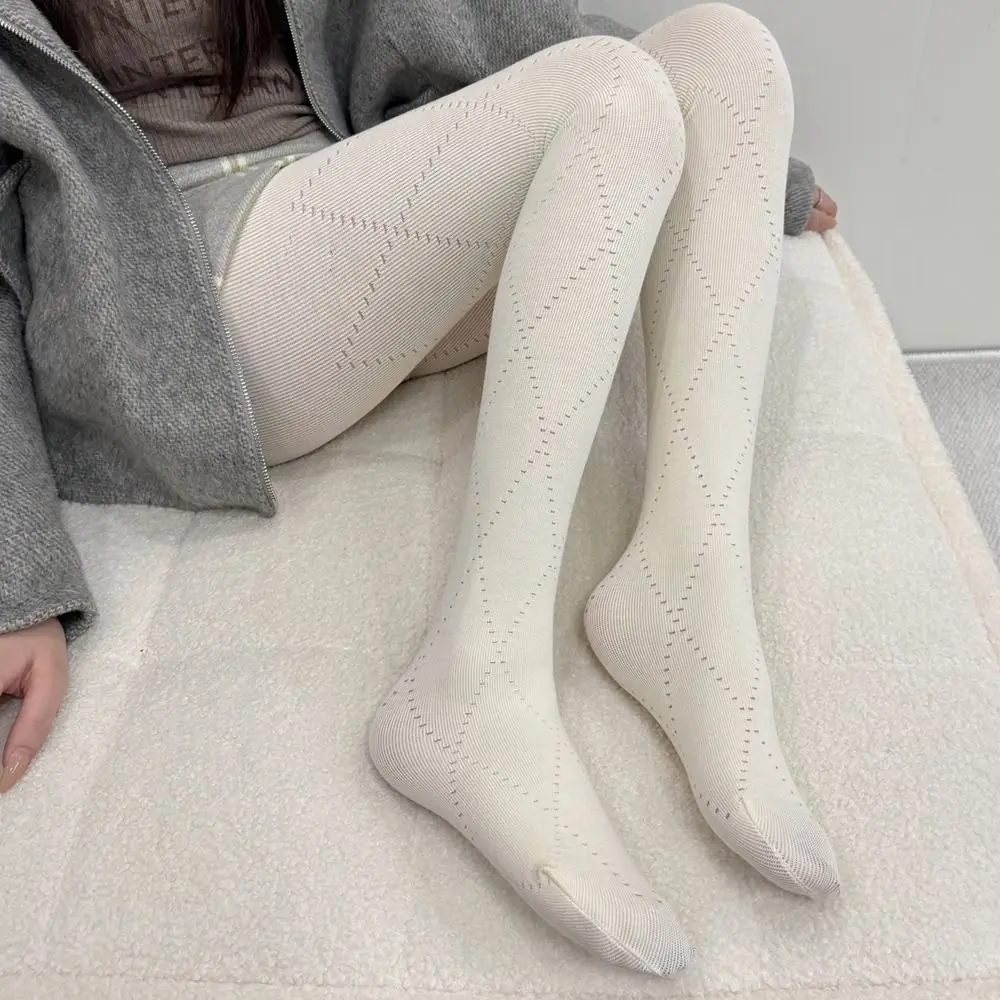 New High Elastic Knitted Jacquard Pantyhose Slim Fit Keep Warm Leggings Tights Autumn Winter