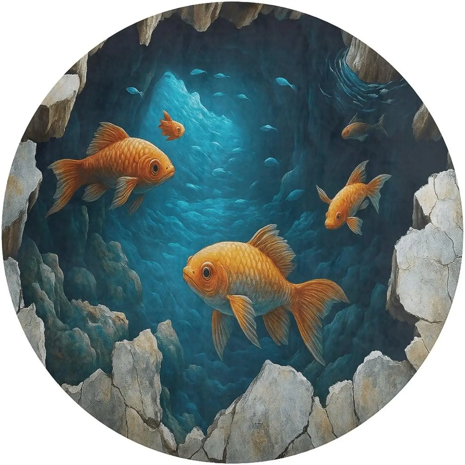 High Quality Round Polyester Bath Rug Mat Sea Life Ocean Tropical Fish Design Decorative Bathroom Floor Mat Mat for Kids Kids De