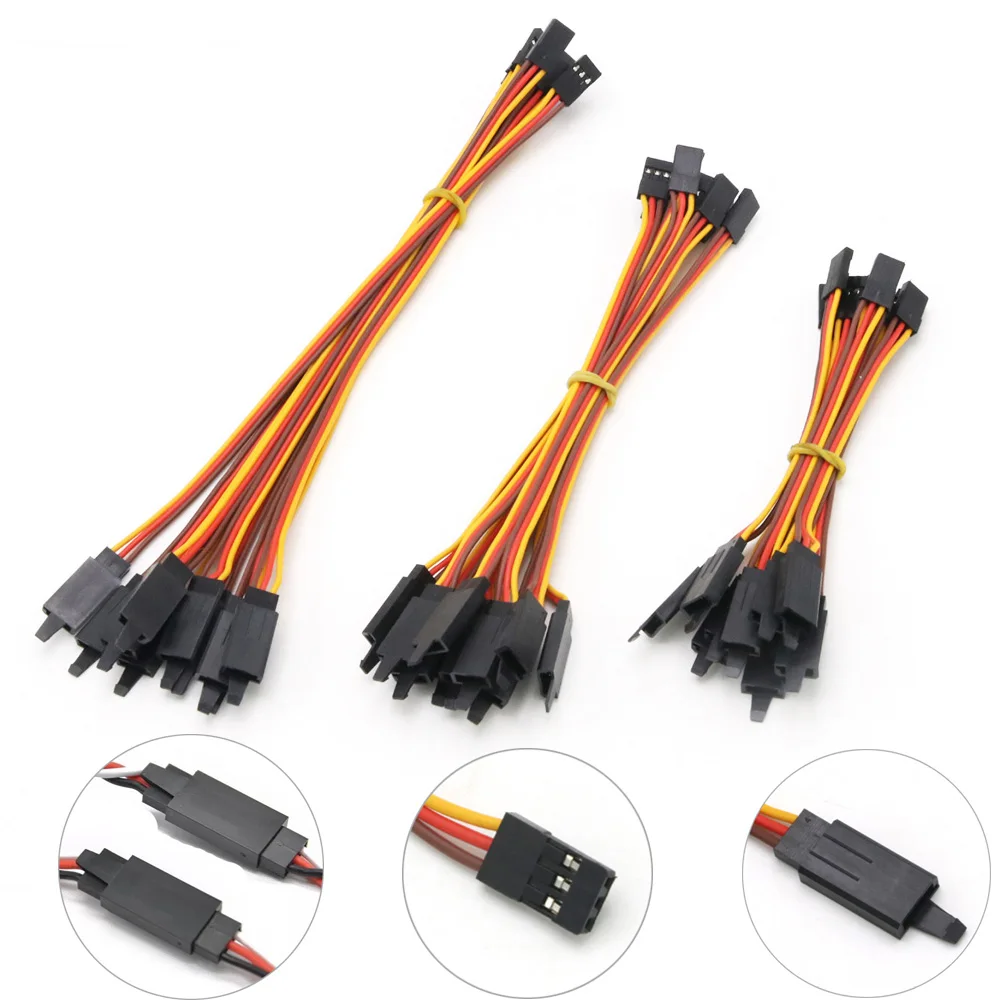 

10Pcs 100 /150 / 200 / 300 / 500mm Anti-loose 60 core Servo Extension Lead Wire Cable For RC Futaba JR Male to Female