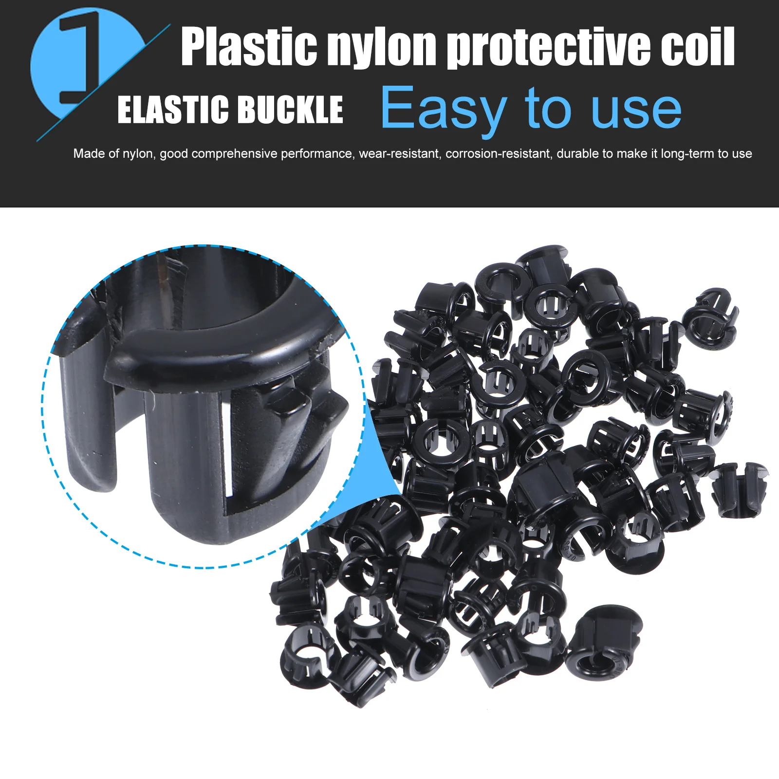 

100pcs Cable Snap Bushing Nylon Protective Grommet Insulation Wear Resistant Vibration Absorbing Heat Resistant Easy Install