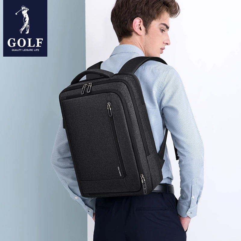 GOLF Business Men\'s Backpacks Slim Laptop Backpack 15 6 Inches Waterproof Elegant Fashion Man Back Pack For Office Black Oxford