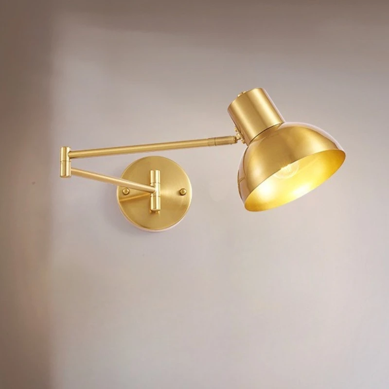 Nordic LED Swing Arm Wall Lamp Foldable Telescopic E27 Light Fixture for Bedroom Bedside Living Room & Study Home Decor Lighting