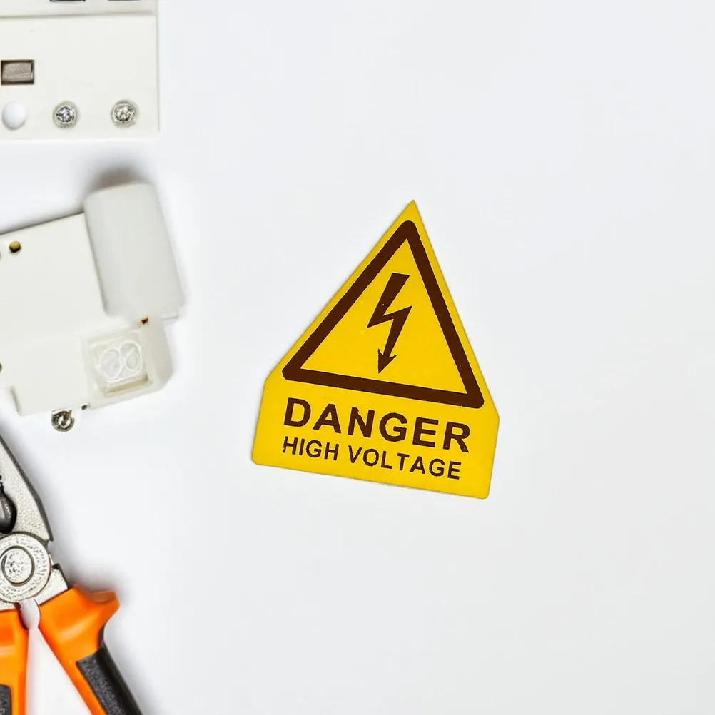 

3Pcs High Voltage Warning Label Safety Sign Sticker Waterproof PVC Decal for Machinery Panels - Visible Caution Marker