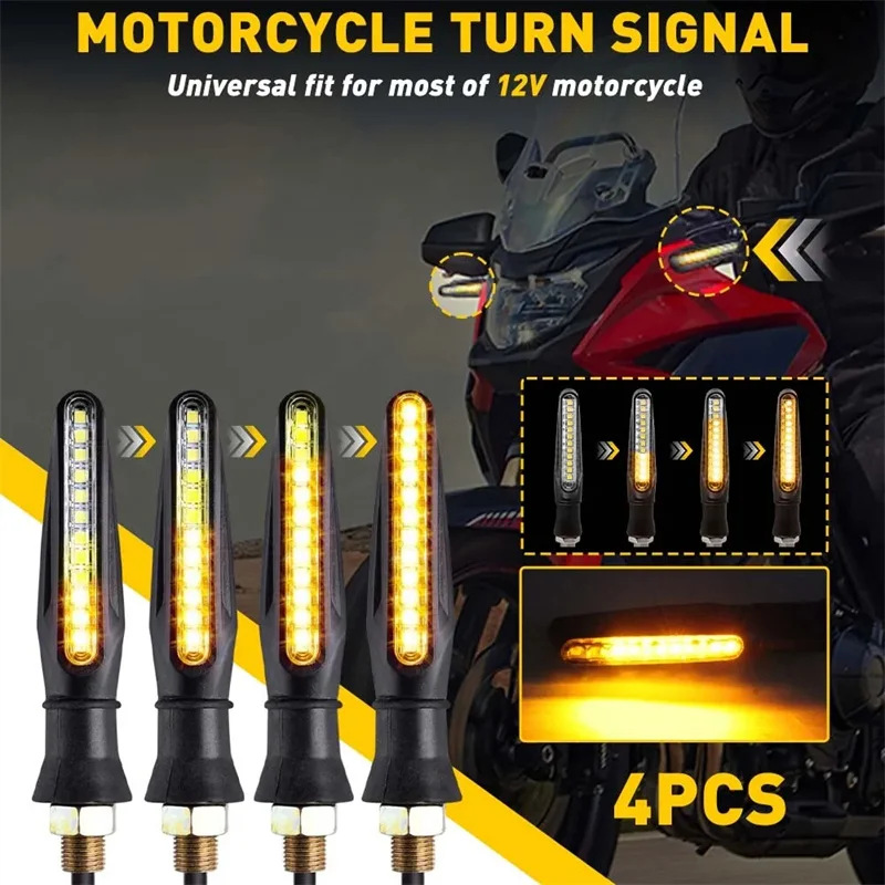 

4PCS 12V Motorcycle Indicators Flowing Turn Signal Lights Motorbike Turning Indicators 12 Leds Bulbs