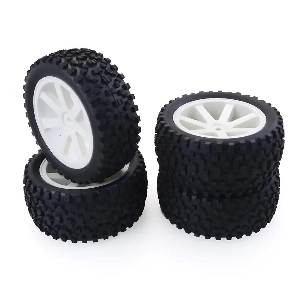 4PCS 1/10 RC Car Rubber Tyres Plastic Wheels for Redcat HSP HPI Hobbyking Trxs Losi VRX LRP ZD Racing 1/10 Buggy