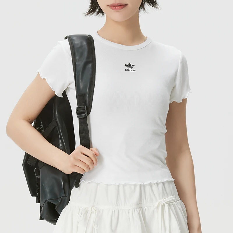 

Adidas (Adidas) Trefoil Women's Short Wave Edge Slim Fit Short Sleeve T-Shirt Breathable Running Sportswear Ke1107