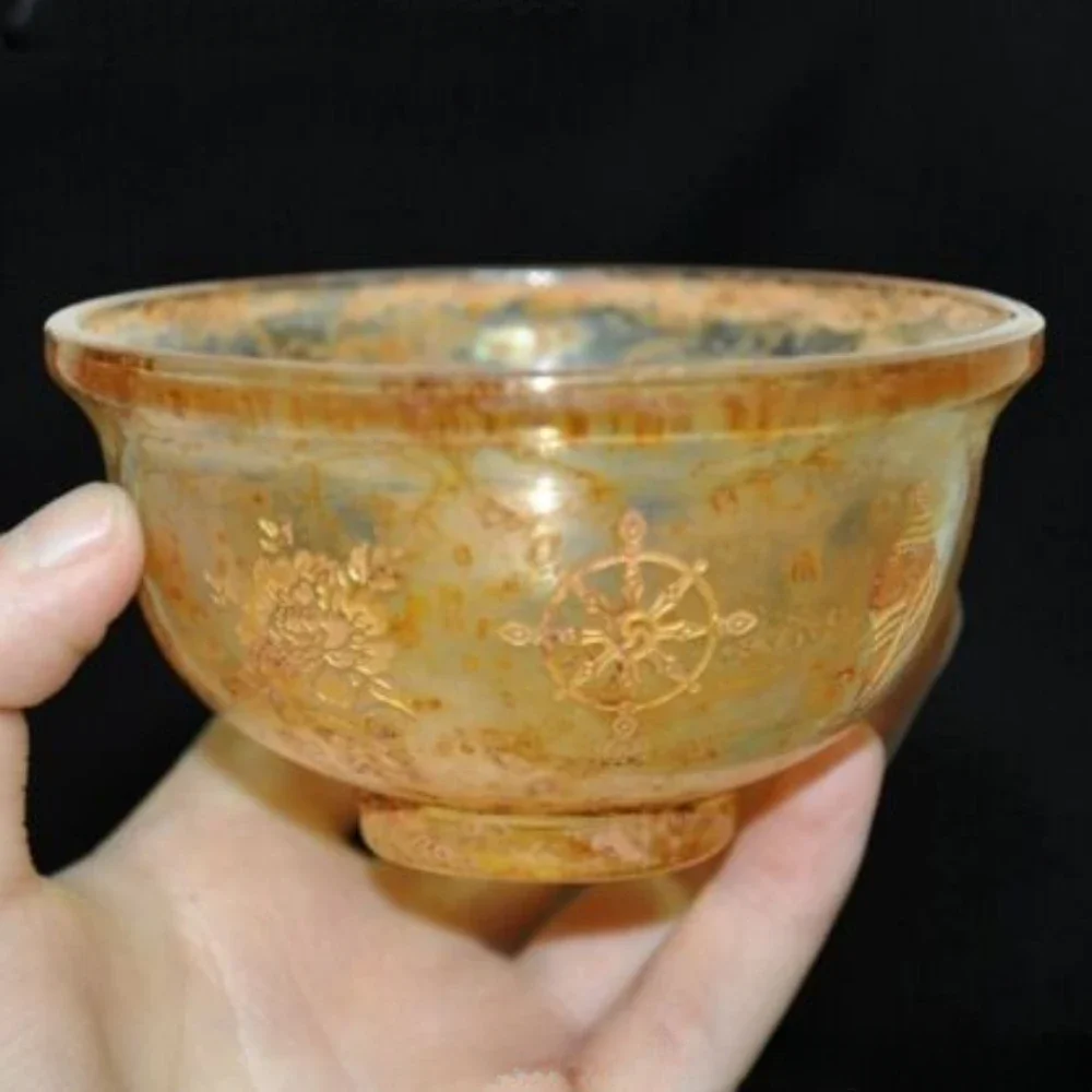 Tibetan Buddhism Temple Crystal Eight Treasures Dynasty Palace Tea Cup Bowl