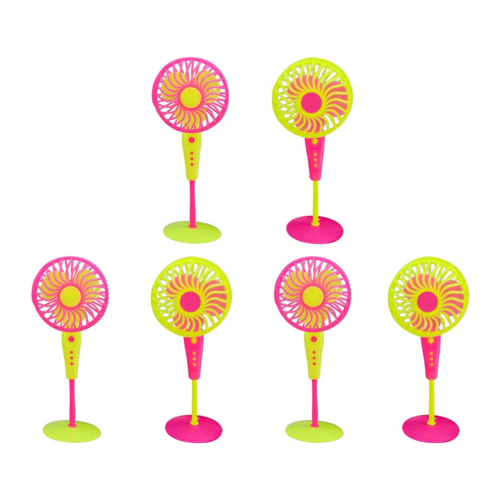 

6 Pcs Mini House Accessories Miniature Fan Toy Dollhouse Stand Mold Parent-child Shape Toys