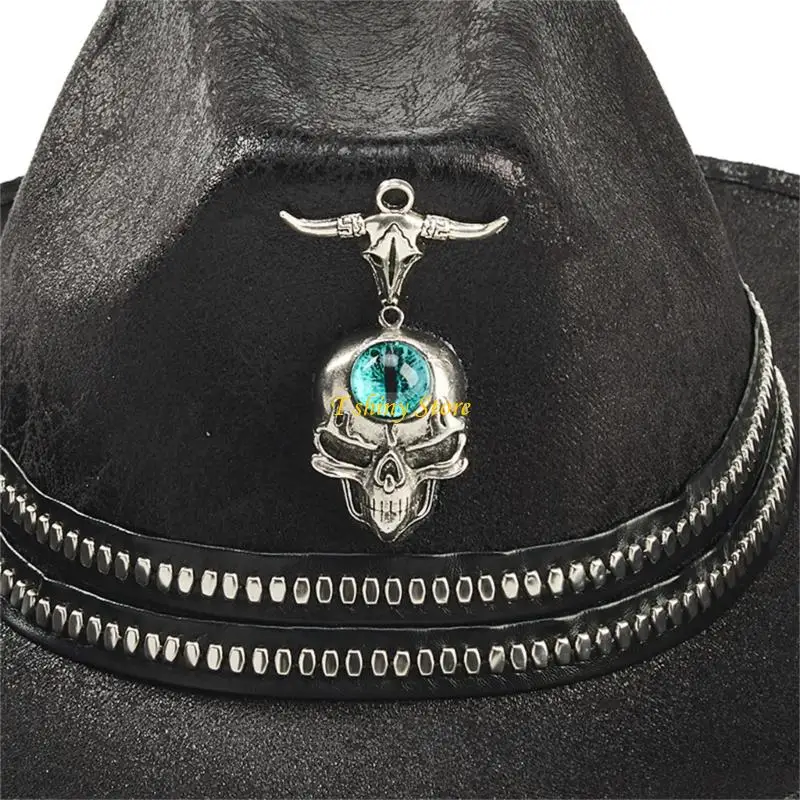 n58f-gothic-bucket-hat-with-metal-decorations-costume-hat-for-trendy-looks