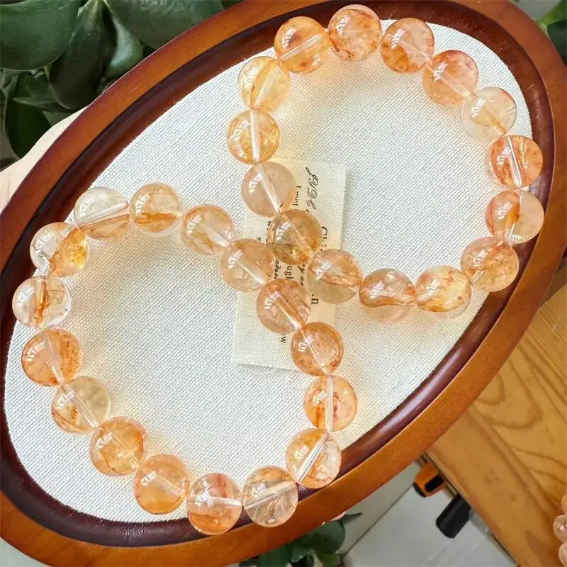 

Natural Yellow Fire Quartz Hematoid Bead Bracelet Women Reiki Healing Bangles Jewelry For Female Holiday Gift 1PCS 14/16MM