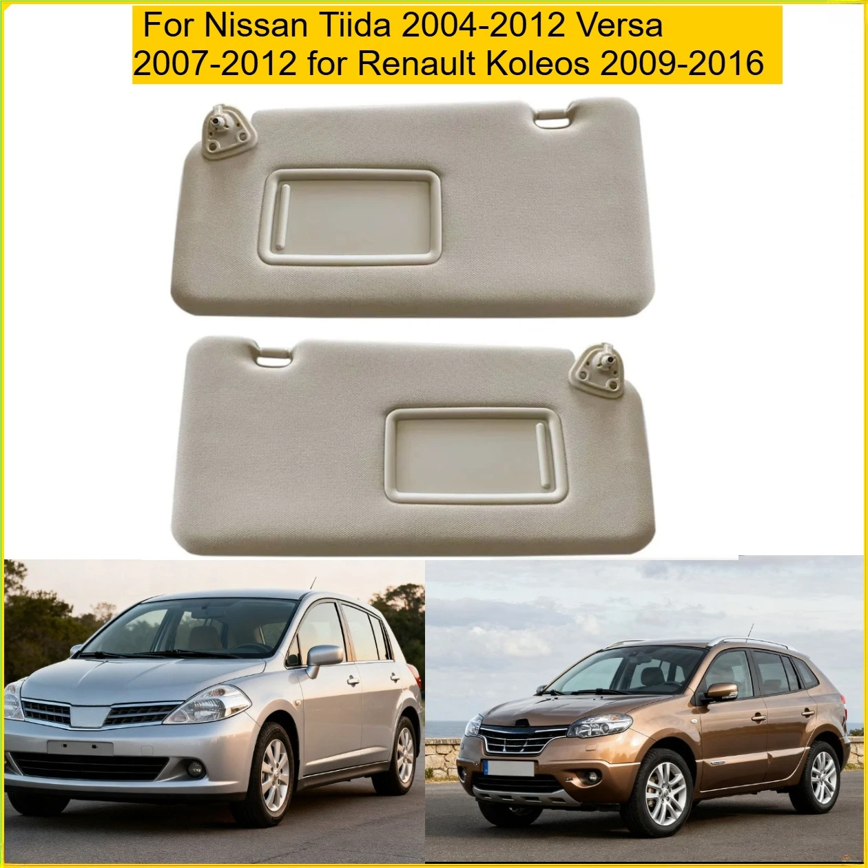 

For Nissan Tiida 2004-2012 Versa 2007-2012 for Renault Koleos 2009-2016 Left and Right Sun Visors with Makeup Mirror 96401-EL31A