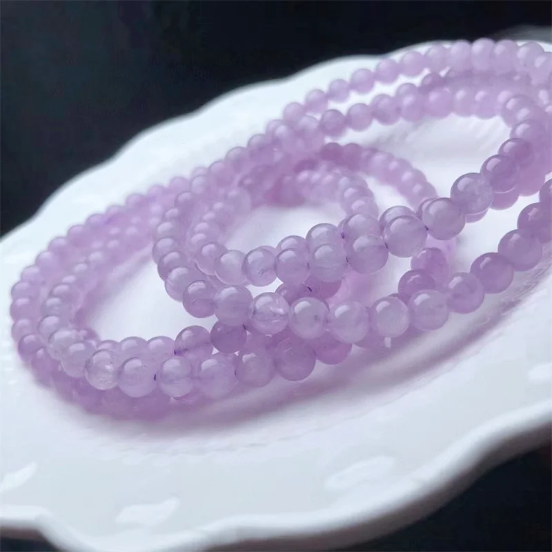 5MM Natural Kunzite Bracelet Stone Crystal Women Fashion Jewelry Single Circle Elastic Rope Charoite Bracelet Gifts