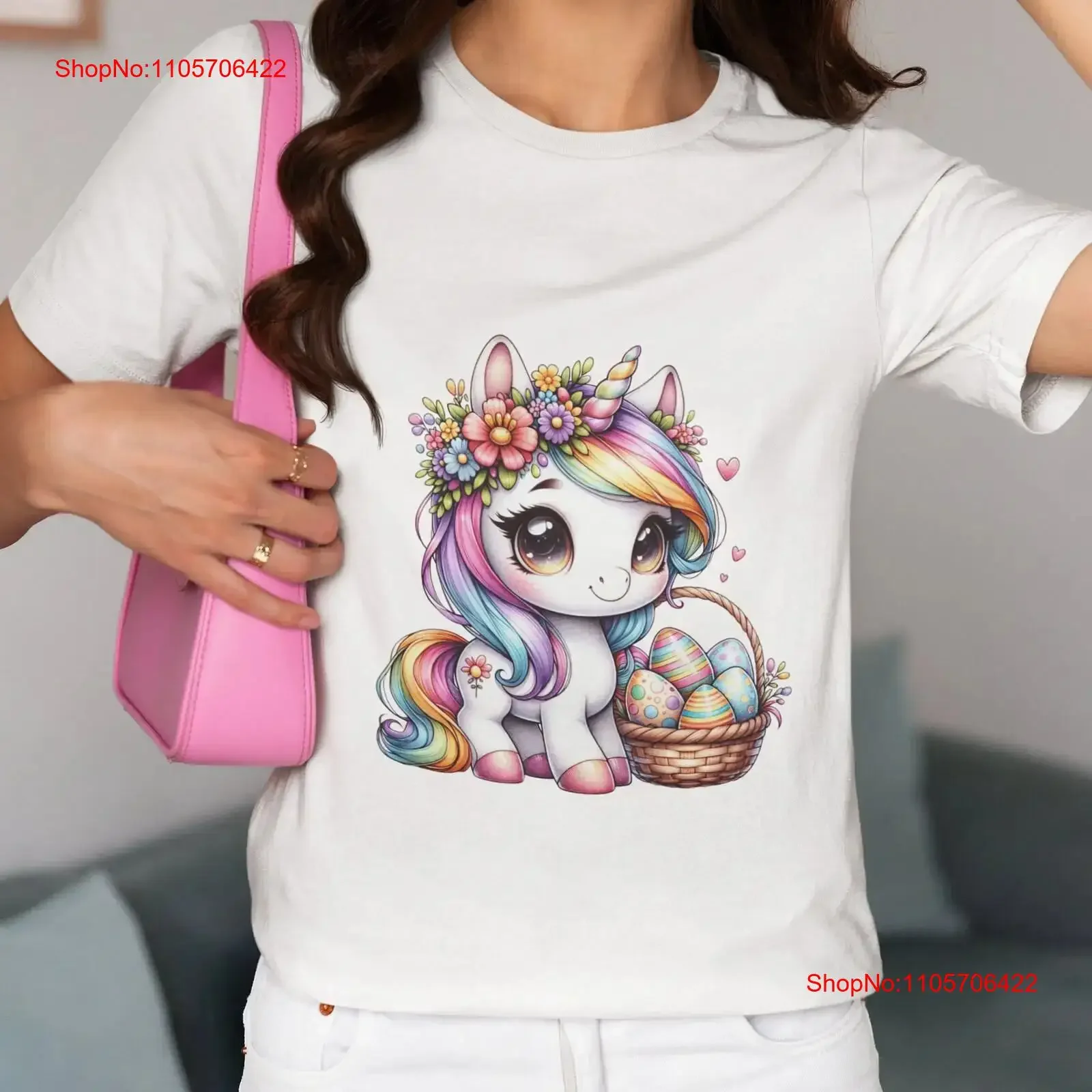Easter Unicorn T Shirt Pastel Rainbow Mane Egg Basket Soft Cotton for Lovers Magical Floral Spring Celebrations vintage Washed