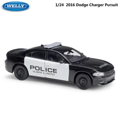 WELLY Diecast 1:24 Scale Model Car 2016 Dodge Charger Pursuit Alloy Racing Car Sports Car Metal Toy Car For Kids Gift Collection