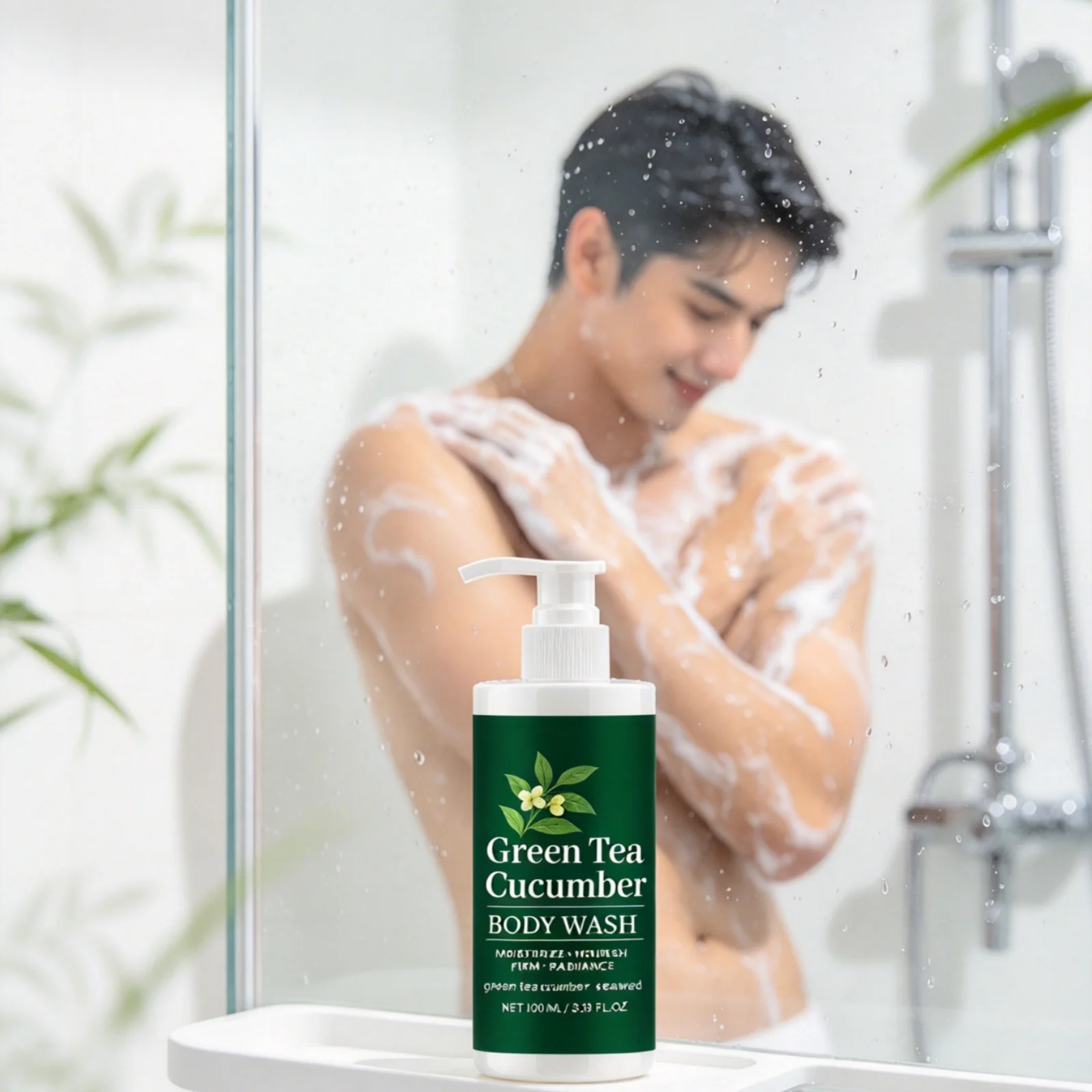 Green Tea Body Wash Gentle Cleansing Deeply Nourishing Smooth Skin Moisturizing Skin Barrier Protect Hydrating Body Wash 100ml