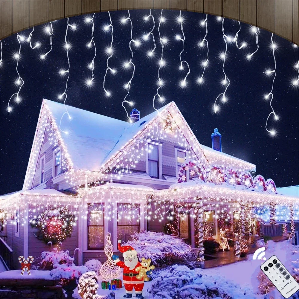 

3M-40M Waterproof Outdoor Christmas Light Led Curtain Icicle String Lights Street Garden House Mall Eaves Decorative Lights