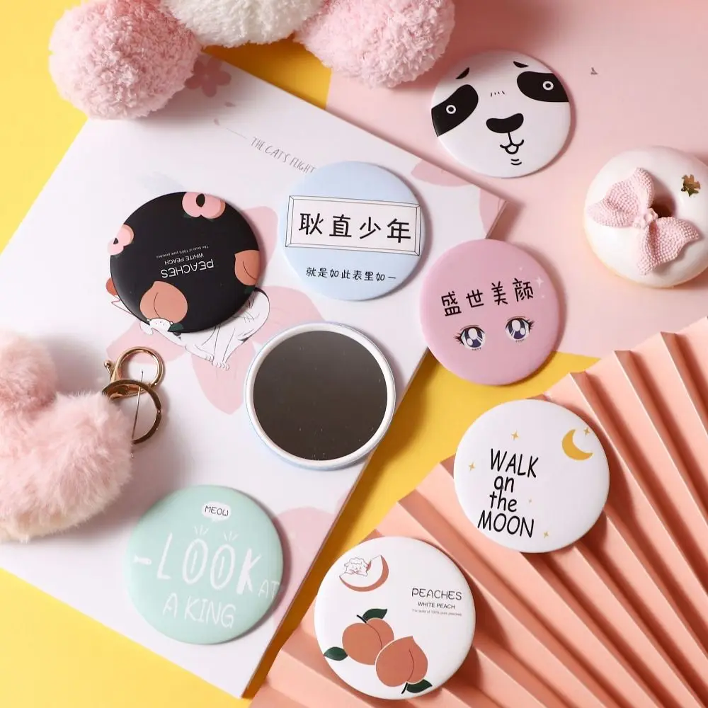 Dog Cartoon Makeup Mirror Letter Strawberry Mini Single-sided Mirror Vanity Mirror Ins Korean Style Small Round Mirror