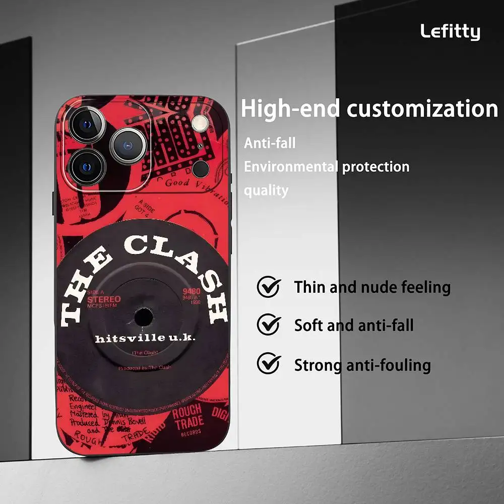 حافظة هاتف Rock Band The C-Clash لهاتف آيفون 17 16 15 14 13 12 11 Pro Max Plus Mini Black Frosted Soft Shell Funda