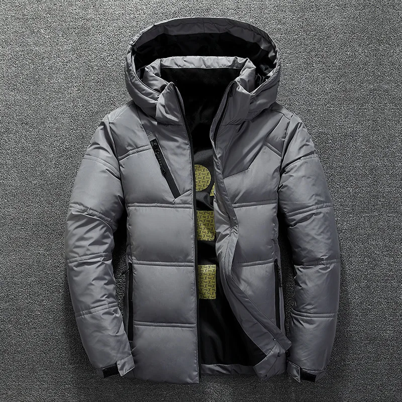 Winter Warme Männer Jacke Mantel Casual Herbst Stehkragen Puffer Dicken Hut Weiße Ente Parka Männliche männer Winter Unten jacke Mit Kapuze