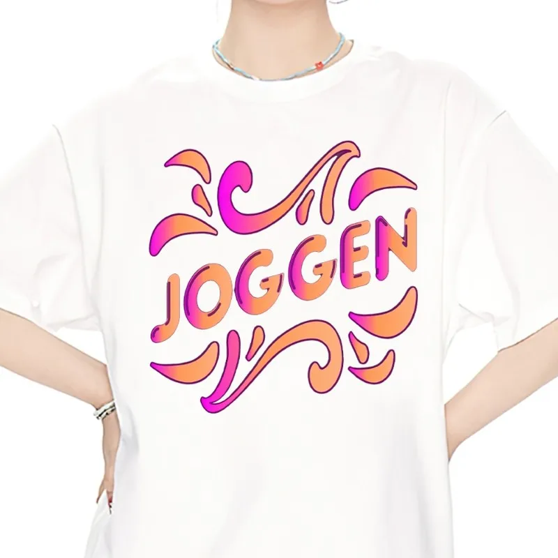

LAUFTRAINING JOGGEN T Shirt Men Couple Combination Clothes Short Sleeve Collar Fashion Women Cotton