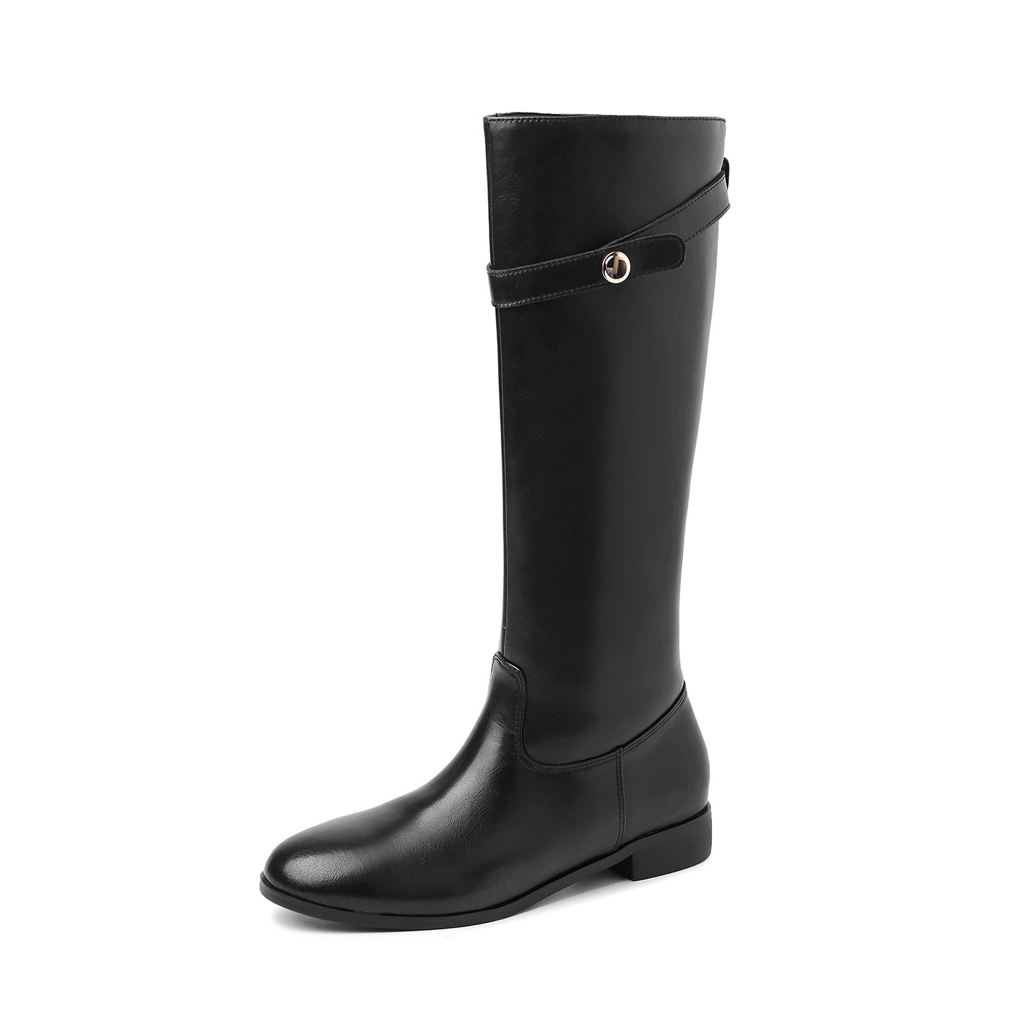 ArdenFurtado Genuine Leather High Boots Women Buckle Middle Heel Knee High Boots Women's Boots Knee High Cowhide Boots Large 42