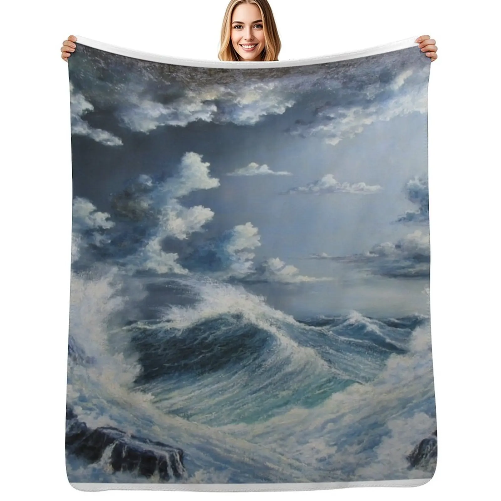 STORMY SEA Throw Blanket Warm Accent Blanket for Living Room Decoration