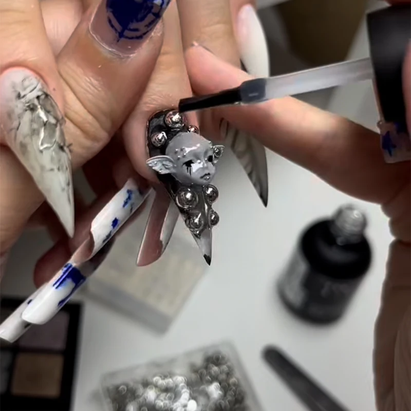 Molde de silicona en forma de máscara facial acrílica 3D, 1 unidad, para decoración de uñas, diseño DIY, plantilla de silicona para decoración de uñas