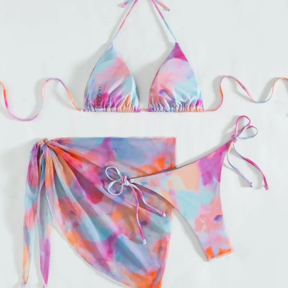 Costume da bagno bikini con lacci e gonna da spiaggia 3 pezzi Costume da bagno sexy da donna Costume da bagno da bagno Costume da bagno estivo femminile