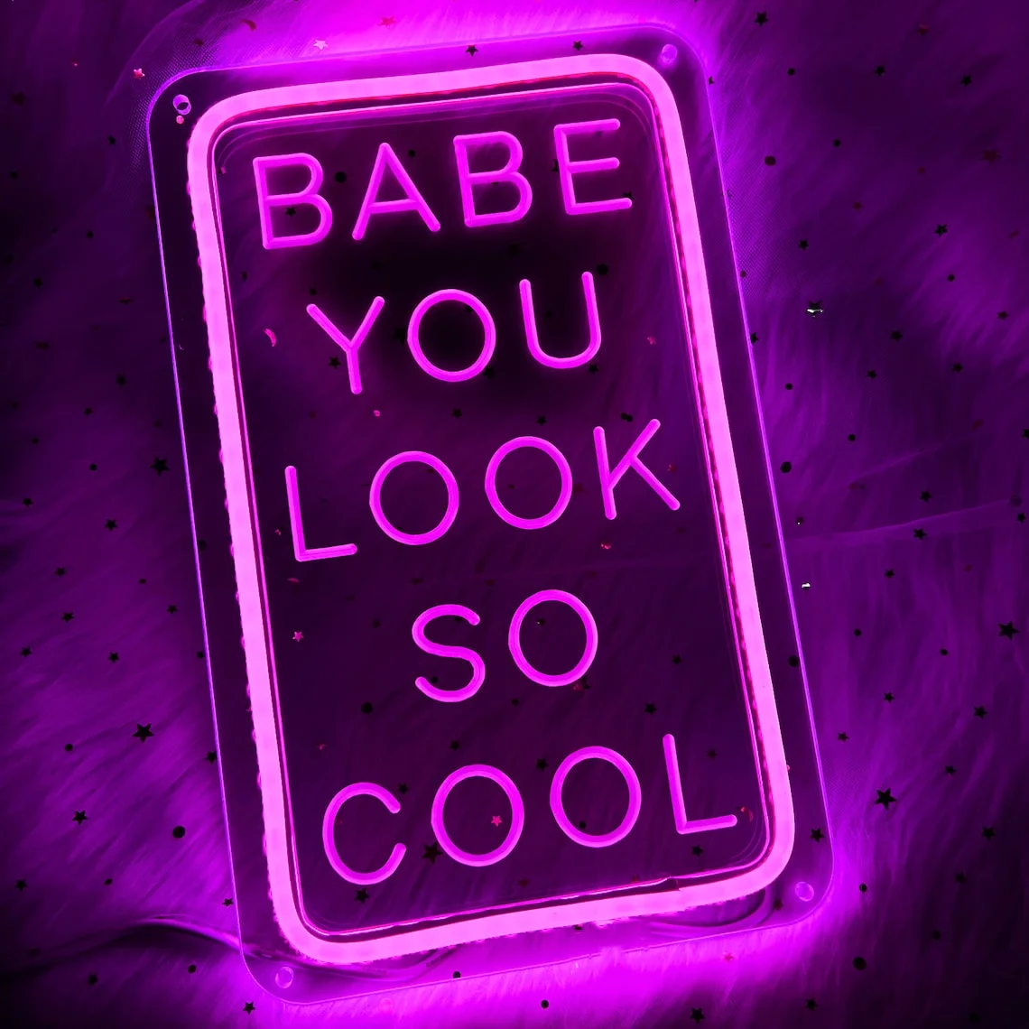 Babe You Look So Cool Neon Sign Wall Decor for Home Room Neon Sign Bedroom Wall Decor Art Personalized Gifts