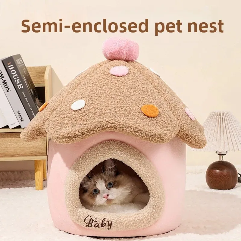 

Pets House Enclosed Cats Shelter Warm Comfortable Cat House Nest Zipper Design Winter Pet Products Supplies