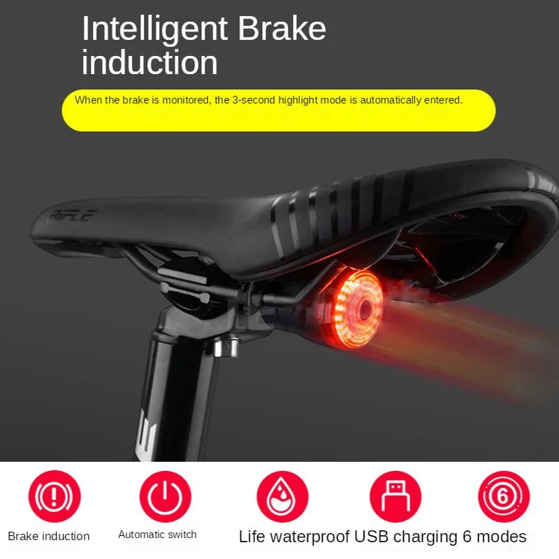 Catazer Smart Bicycle Induction Taillight Auto Start Stop Road Bike LED Light Waterproof Tail Light USB Cycling Back Rear Light