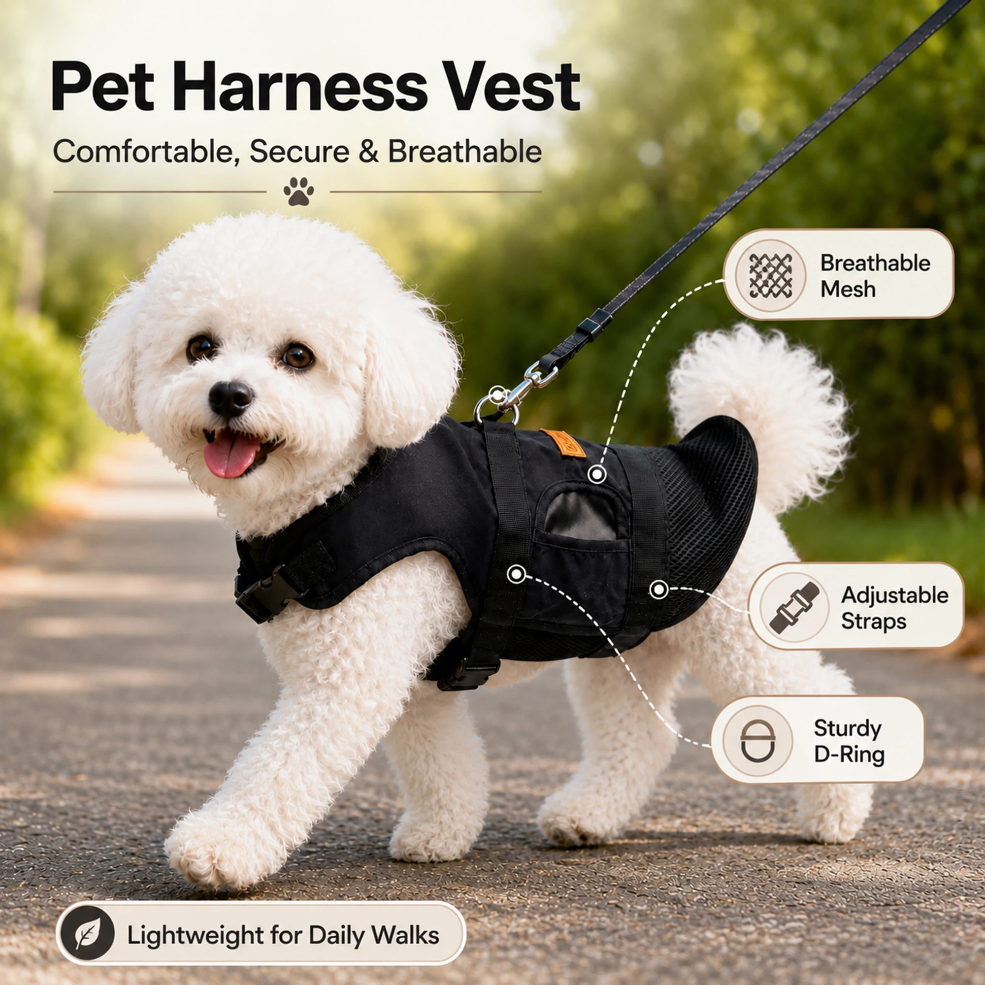 Dog Vest Style Harness Comfortable Breathable Medium Small Dog Outdoor Dog Walking Anti Lost Escape Proof Anti Running