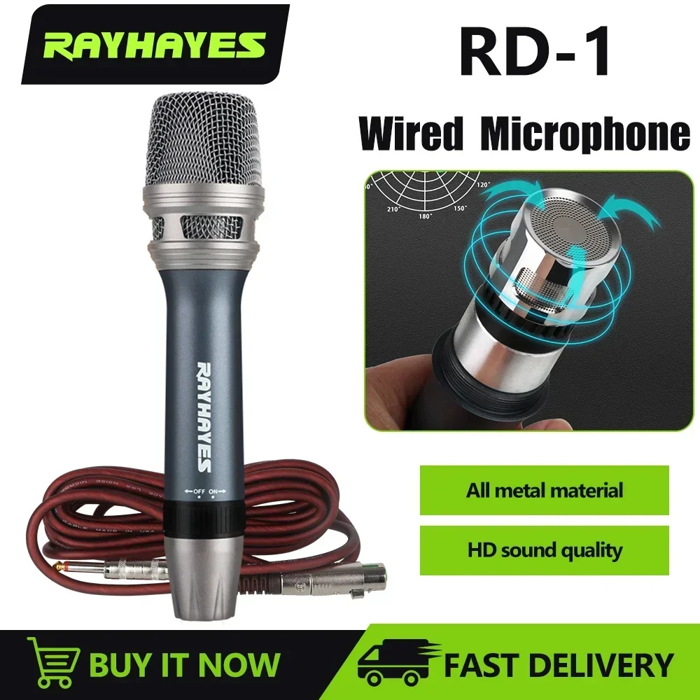 

RAYHAYES RD-1 All-Metal Cardioid Professional Wired Dynamic Microphone for Karaoke Recording and Speech