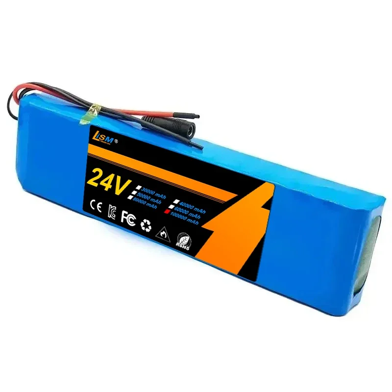 24V 7S4P Rechargeable Lithium 18650 Battery 100Ah Ion Battery Pack for Electric Bicycle Moped Scooter Batteries+29.4V Charger