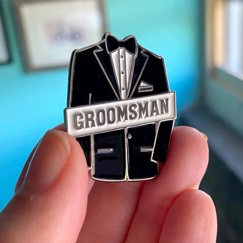 Groomsman Best Man padre della sposa sposo anello porta spilla distintivo matrimonio addio al celibato addio al nubilato decorazione proposta regalo