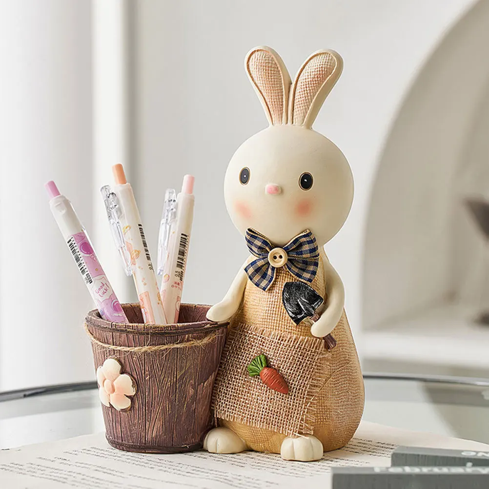 

Bunny Pen Container Stylish Pencil Holder Desktop Ornament Desk Organizer Convenient Pen Holder for Office School Desktop