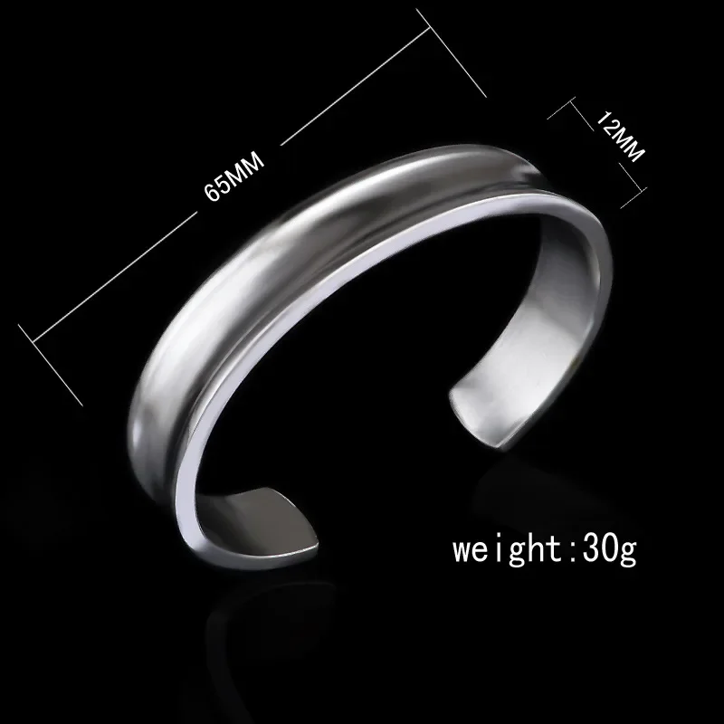New 925 Sterling Silver 12mm Smooth Open Bangle For Men Women Fashion Christmas Valentine's Day Jewelry Party Gifts Wholesale image 5