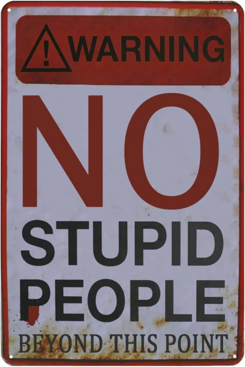 

m1,Vintage Metal Tin Sign Funny Warning Sign No Stupid People Signs Retro man cave decor Warning No Stupid People Beyond This Po