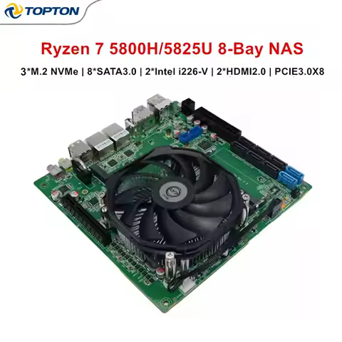 Topton Gaming Motherboard AMD Ryzen 7 5800H 5825U R5 5625U 3*NVMe 8*SATA 2*2.5G LAN 2*DDR4 Firewall Mini ITX NAS Mainboard PC