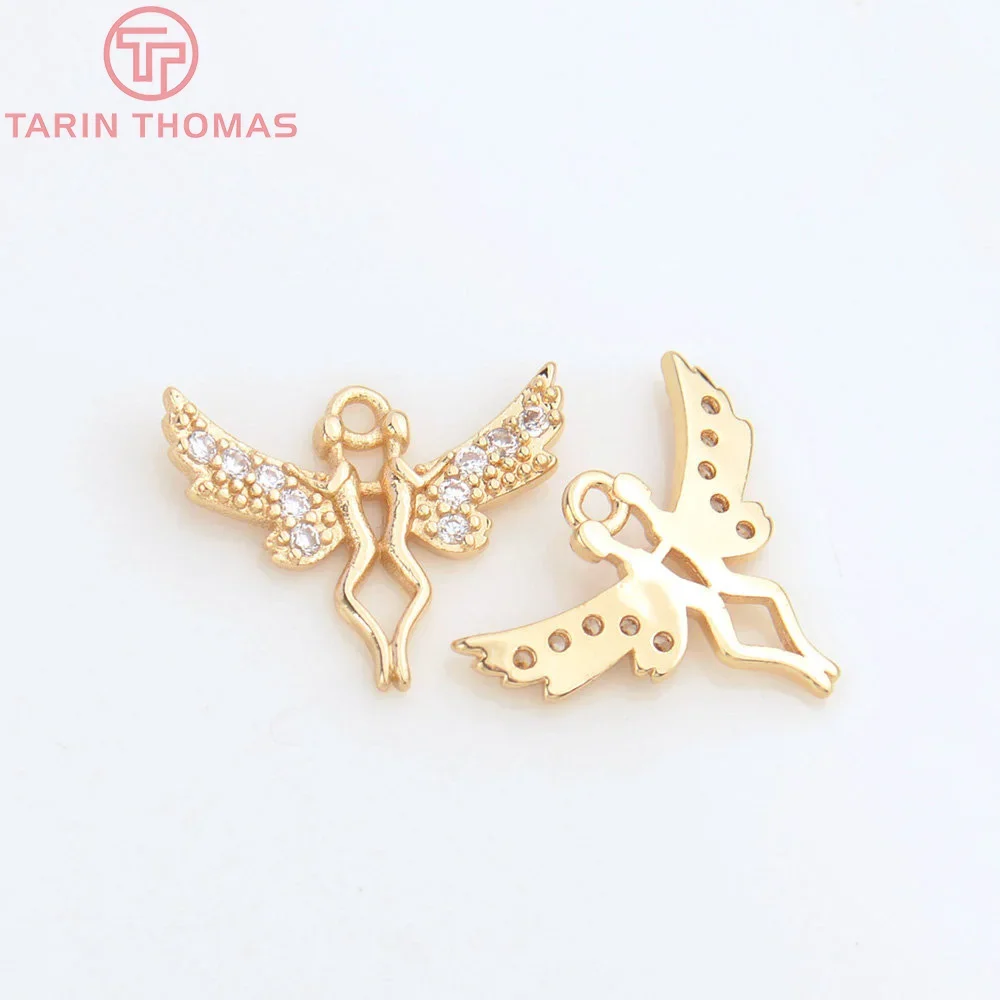 (4610)10PCS 14.5x18MM 24K Champagne Goud Kleur Messing Angel Charm Hangers DIY Sieraden Maken Bevindingen accessoires Groothandel