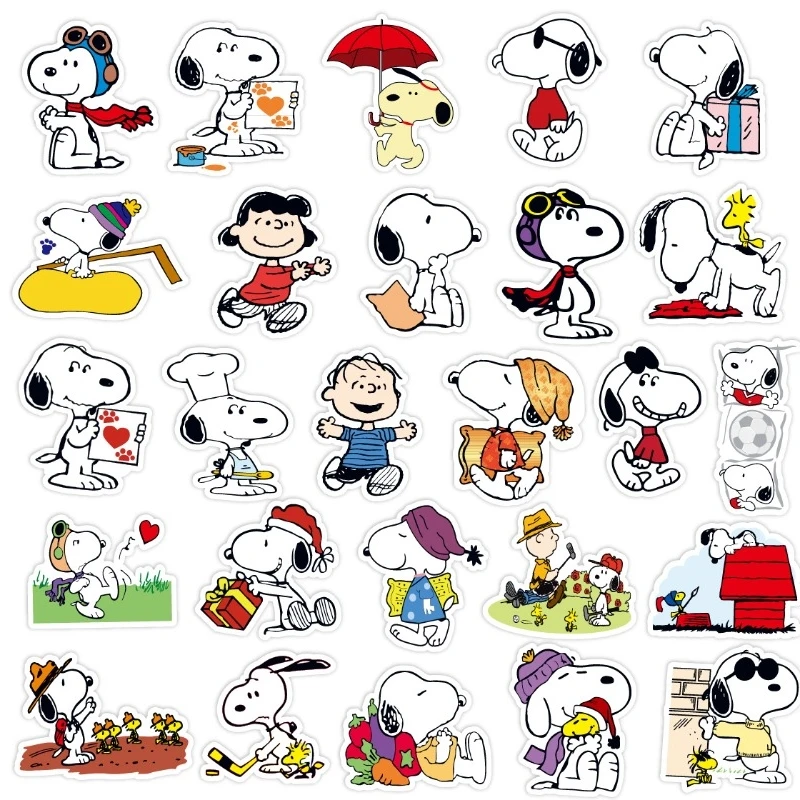 50pcs Snoopy Cartoon Anime Sticker Luggage Stationery Water Cup Mobile Phone Scooter Laptop Refrigerator Decoration Sticker