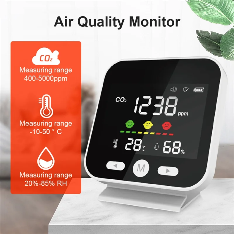 Tuya WiFi Air Quality Monitor CO2 Carbon Dioxide Meter Temperature Humidity Measuring Detector NDIR Infrared Tester