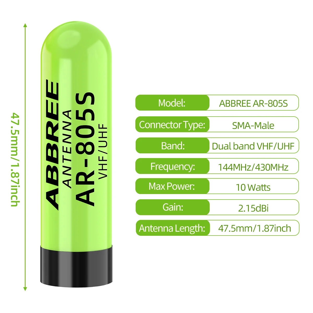 ABBREE AR-805S Mini Walkie Talkie Antenna High Gain SMA-Male Dual Band For Retevis RT1 RT3S RT3 RT8 RT81 TYT MD-380 Ham Radios view 2