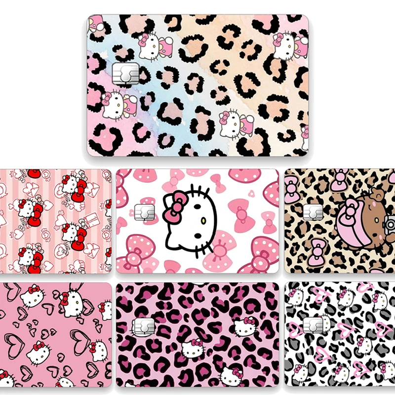 

Наклейка-стикер с леопардовым принтом Hello Kitty для творчества, школьные принадлежности, декор, нашивка для автобуса, метро, ID-карты, банковской карты, студенческой карты